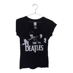 Beatles Black Tee Quarter sleeve Logo